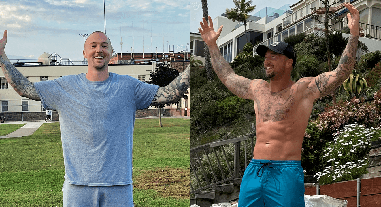 Brett Booker on his first day out of prison