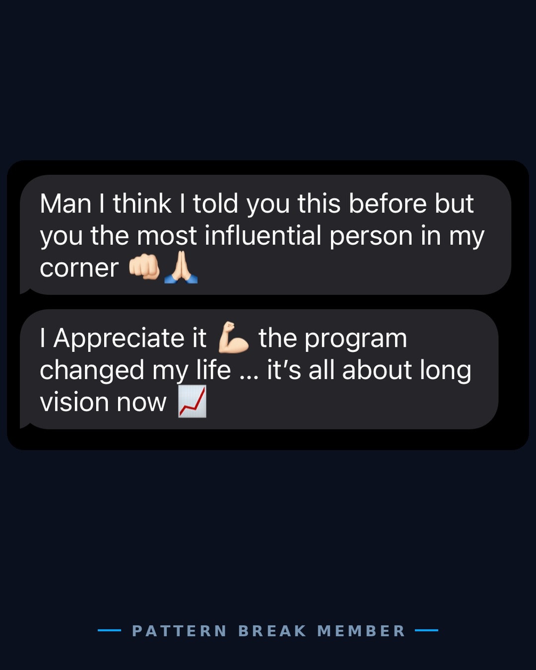 Member message: you're the most influential person in my corner, the program changed my life.