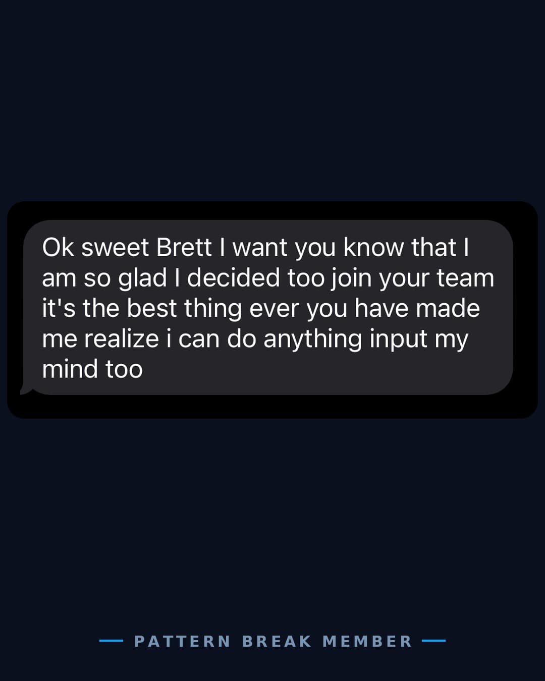 Member message: so glad I joined your team, you made me realize I can do anything I put my mind to.