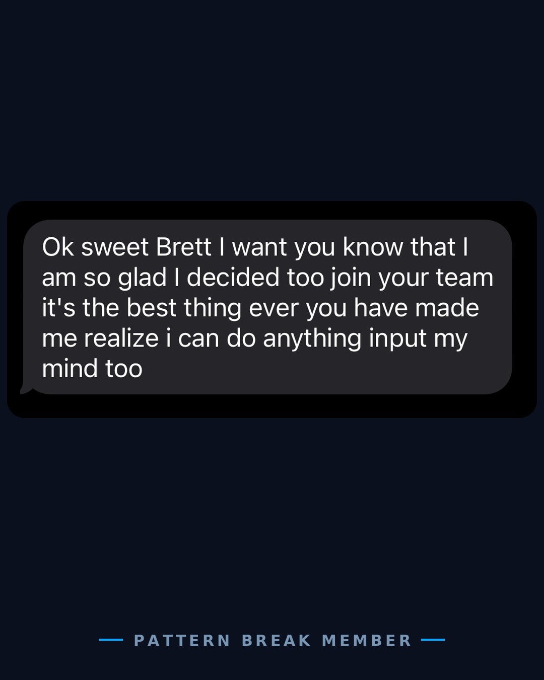 Member message: so glad I joined your team, you made me realize I can do anything I put my mind to.