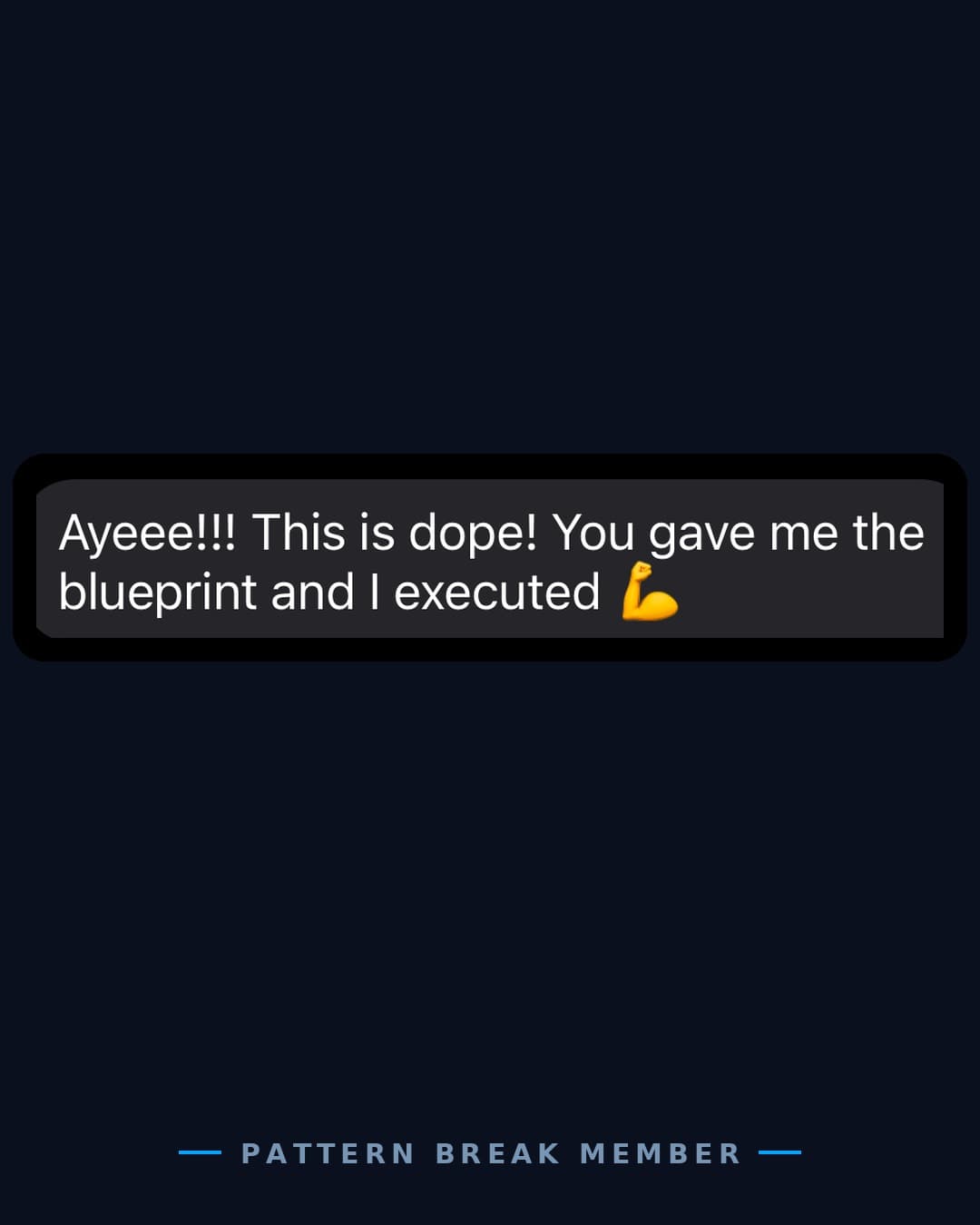 Member message: you gave me the blueprint and I executed.
